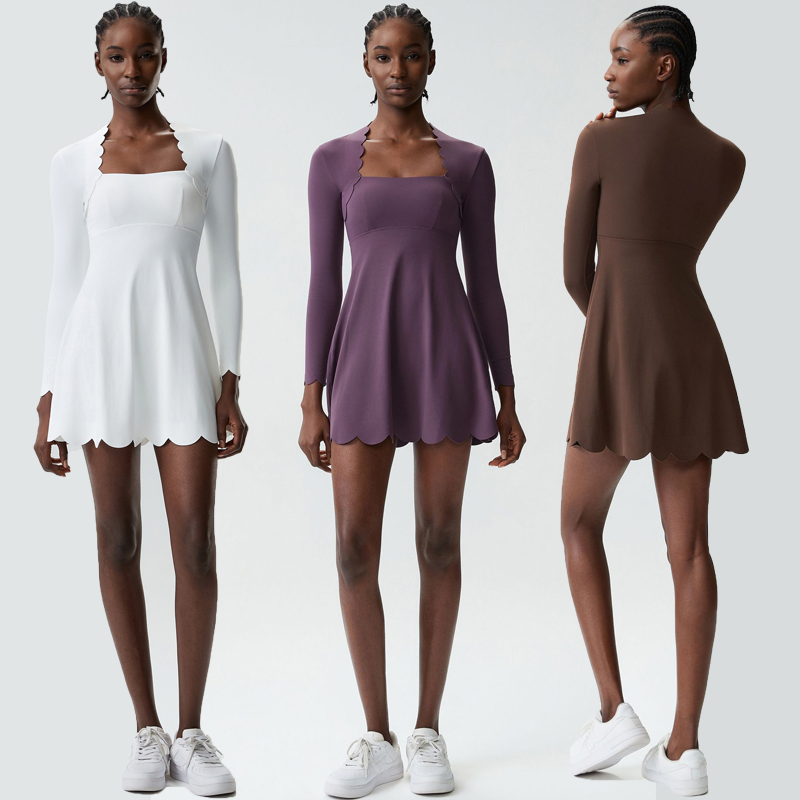 Yoga Fitness Dress - Women Yoga Tennis Skirt Solid Color