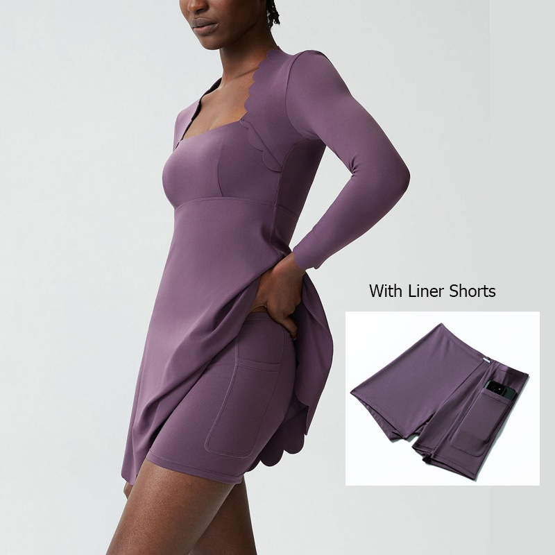 Women Yoga Tennis Skirt Solid  - Yoga Fitness Dress 评论和价格